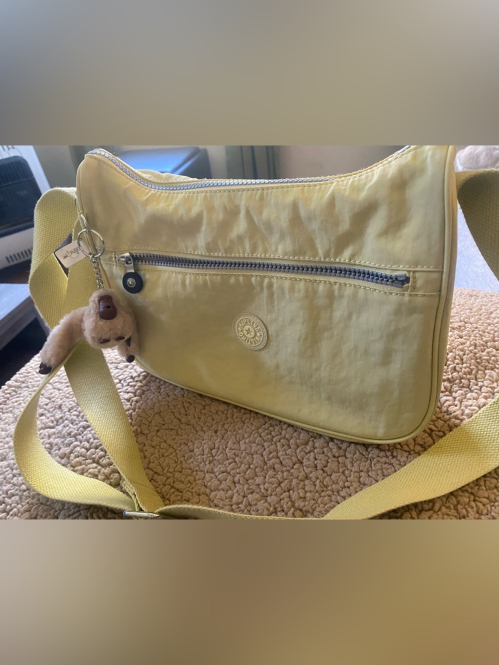 Kipling Lemon Yellow Nylon Crossbody Shoulder Bag
